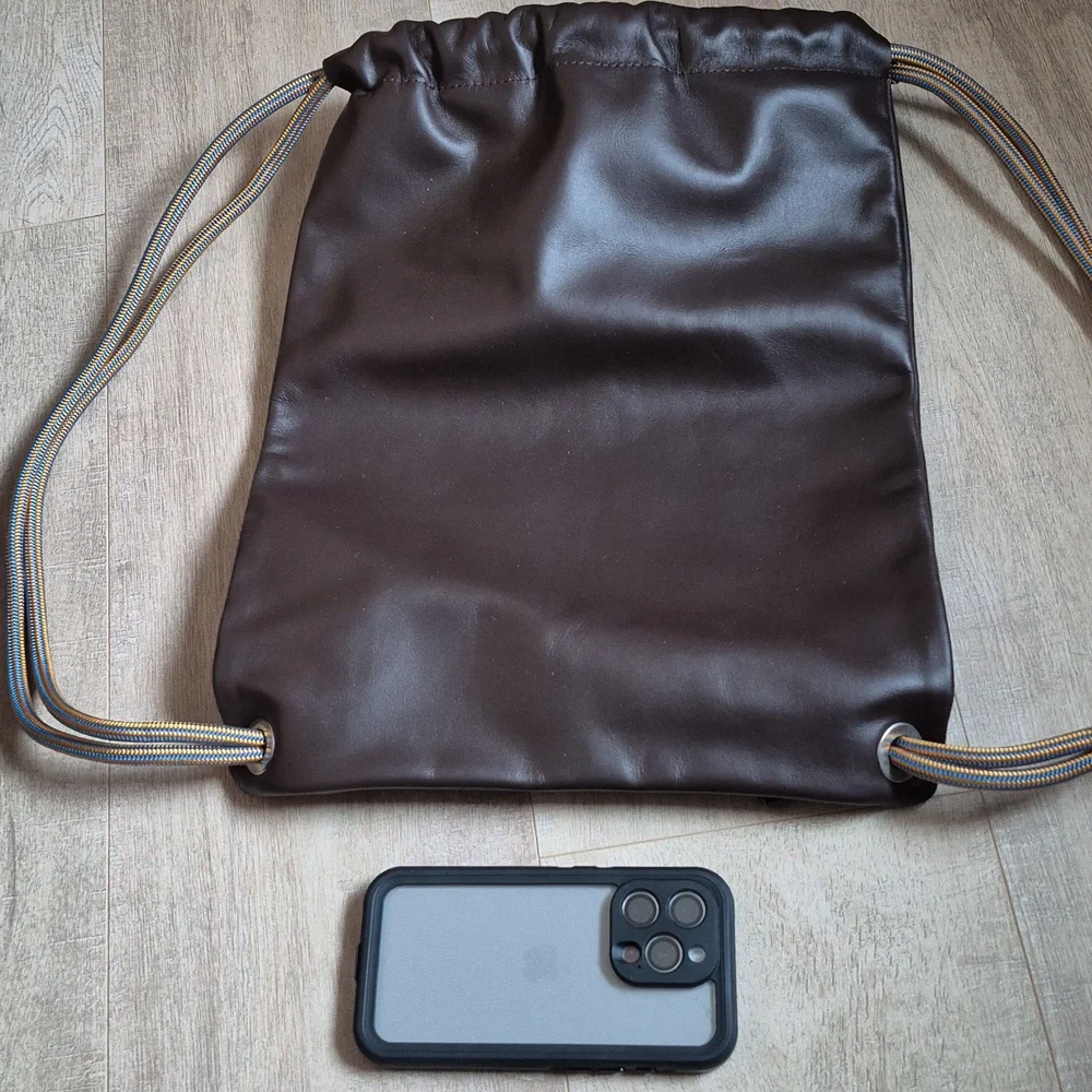 NWOT Leather Drawstring Backpack - Picture 5 of 5